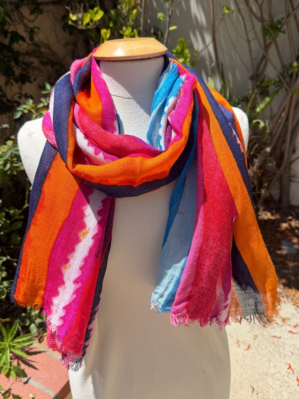 Vibrant Multicolor Striped Lightweight Scarf